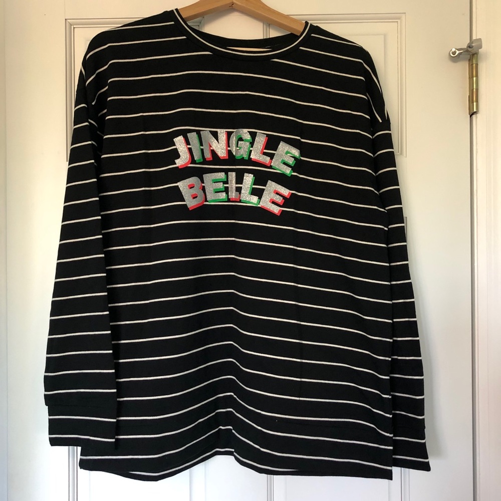 Ellen Tracy Christmas Jingle Belle Striped Shirt